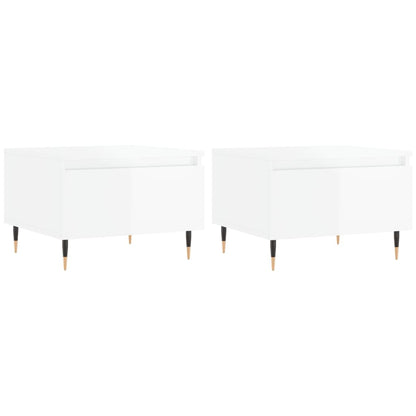 Tables basses 2 pcs blanc brillant 50x46x35cm bois d’ingénierie - Tables basses