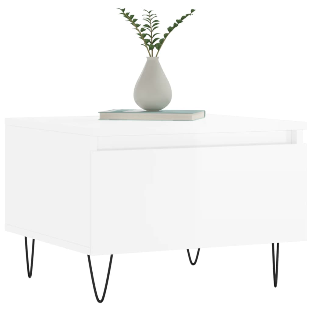 Tables basses 2 pcs blanc brillant 50x46x35cm bois d’ingénierie - Tables basses