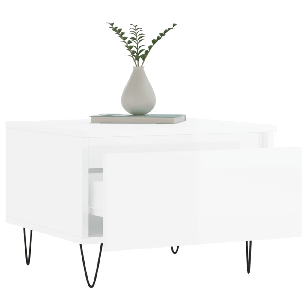 Tables basses 2 pcs blanc brillant 50x46x35cm bois d’ingénierie - Tables basses