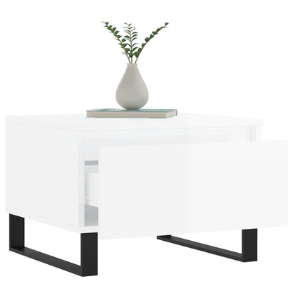 Tables basses 2 pcs blanc brillant 50x46x35cm bois d’ingénierie - Tables basses