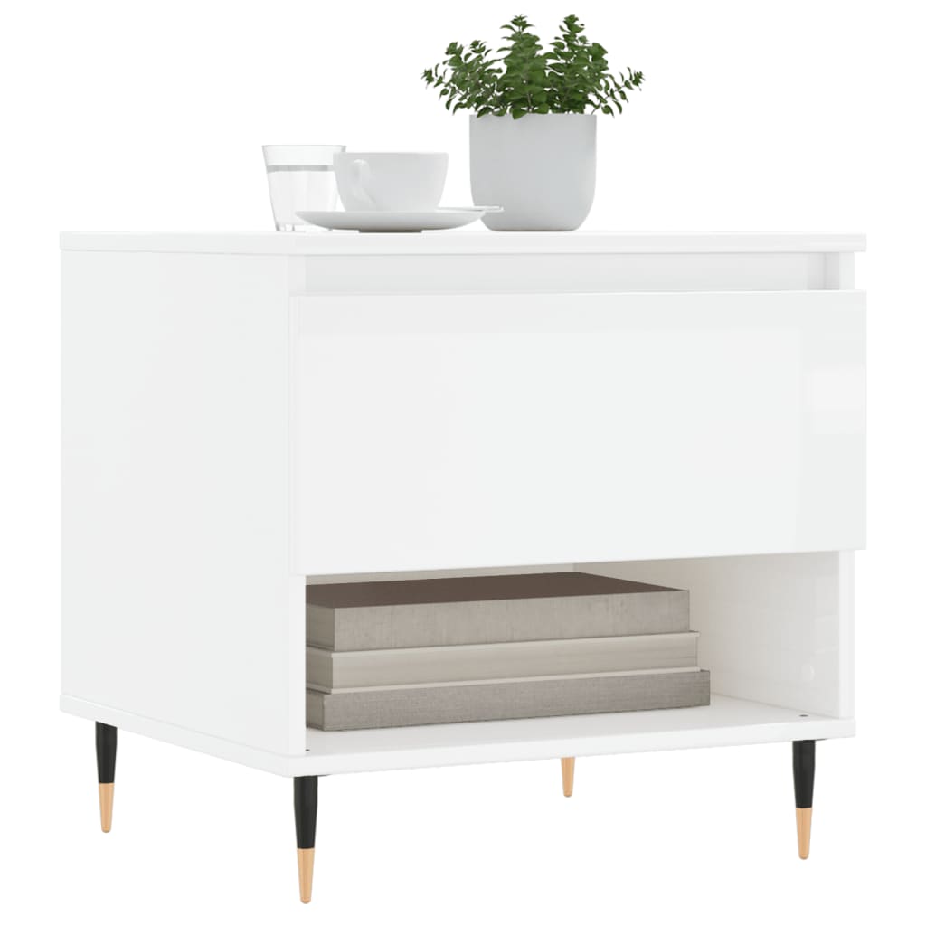 Tables basses 2 pcs blanc brillant 50x46x50cm bois d’ingénierie - Tables basses