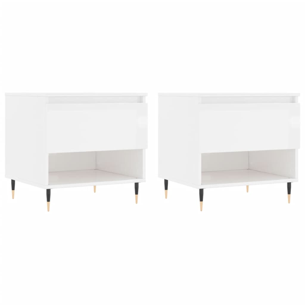Tables basses 2 pcs blanc brillant 50x46x50cm bois d’ingénierie - Tables basses