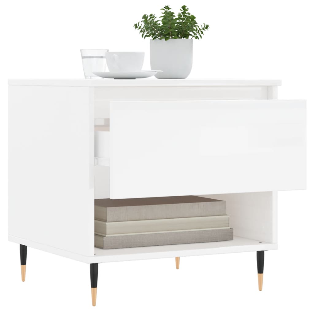 Tables basses 2 pcs blanc brillant 50x46x50cm bois d’ingénierie - Tables basses