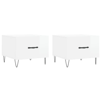 Tables basses 2 pcs blanc brillant 50x50x40cm bois d’ingénierie - Tables basses