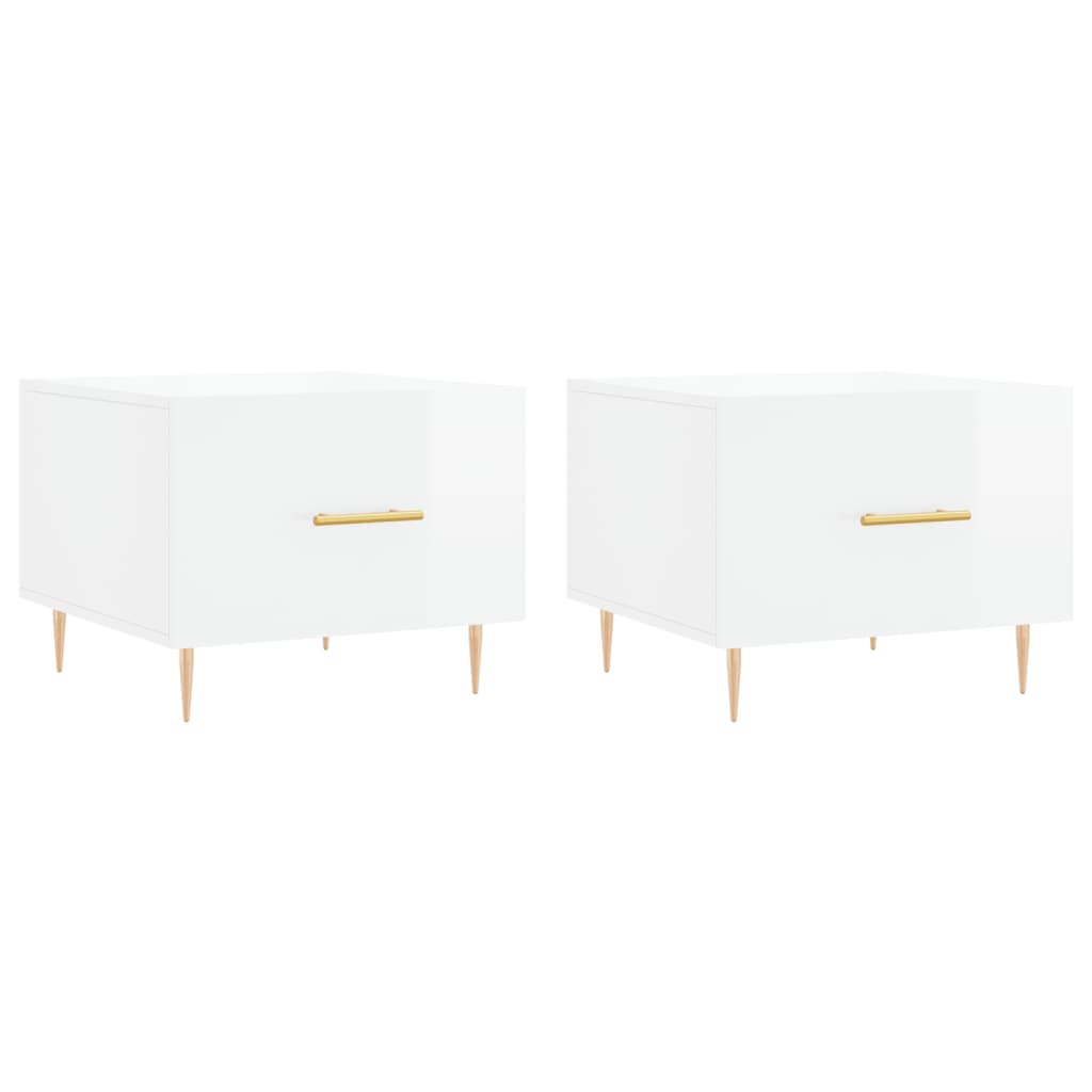 Tables basses 2 pcs blanc brillant 50x50x40cm bois d’ingénierie - Tables basses