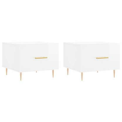 Tables basses 2 pcs blanc brillant 50x50x40cm bois d’ingénierie - Tables basses
