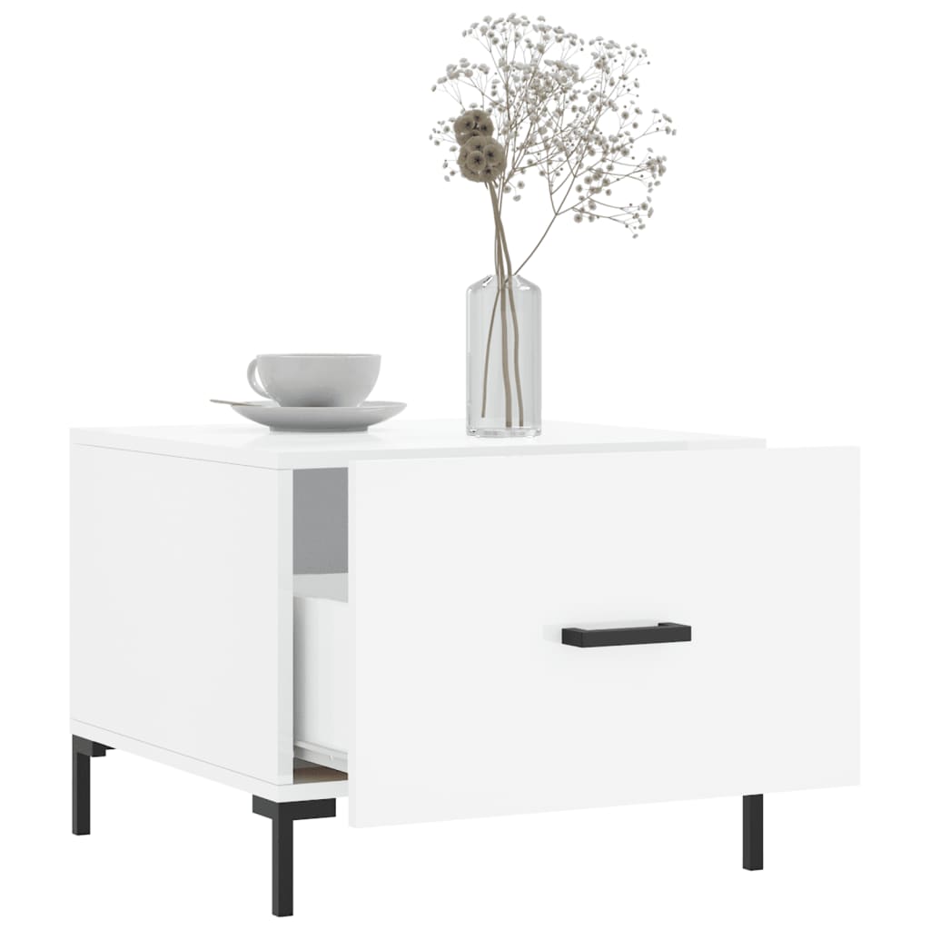 Tables basses 2 pcs blanc brillant 50x50x40cm bois d’ingénierie - Tables basses