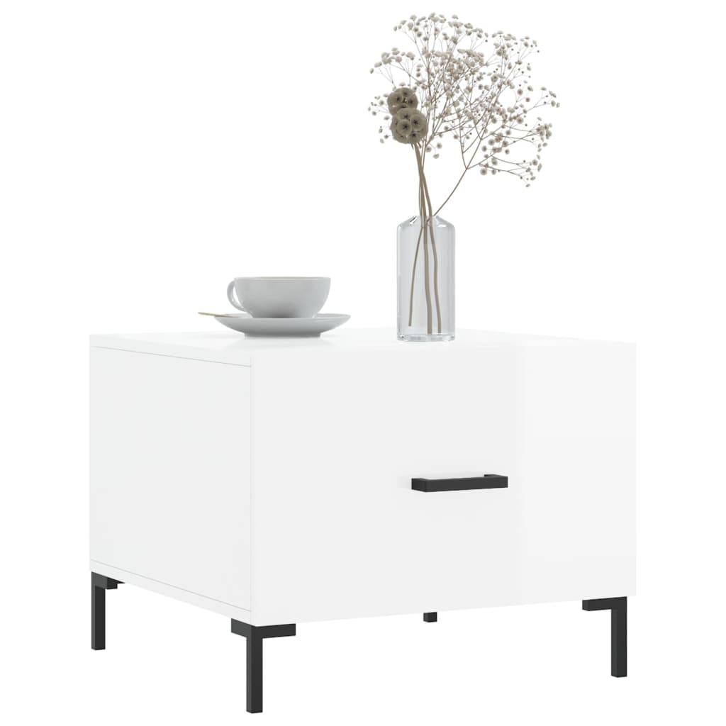 Tables basses 2 pcs blanc brillant 50x50x40cm bois d’ingénierie - Tables basses