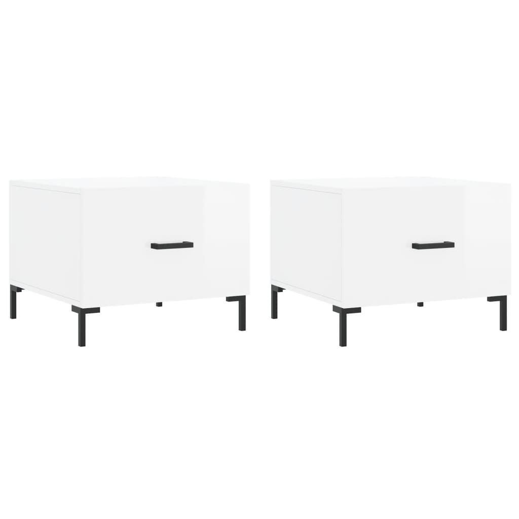 Tables basses 2 pcs blanc brillant 50x50x40cm bois d’ingénierie - Tables basses