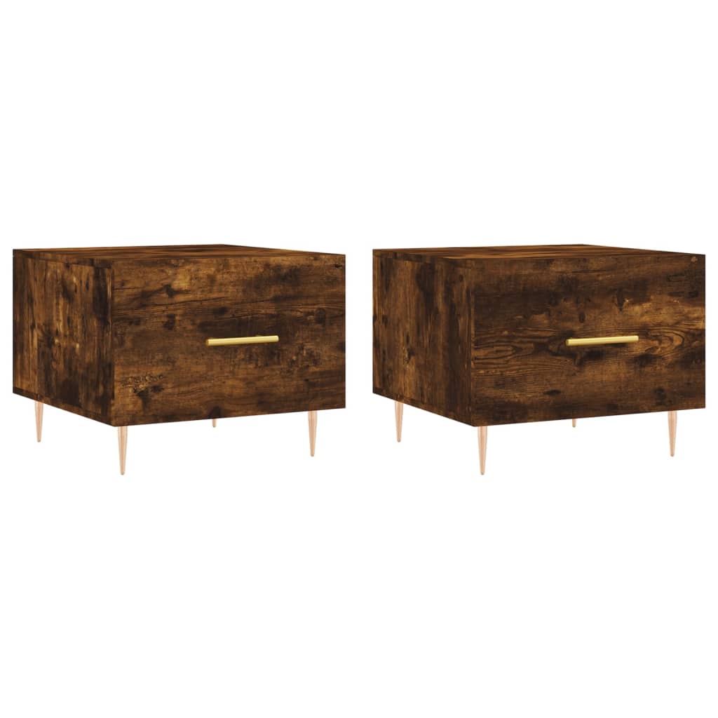 Tables basses 2 pcs chêne fumé 50x50x40 cm bois d’ingénierie - Tables basses