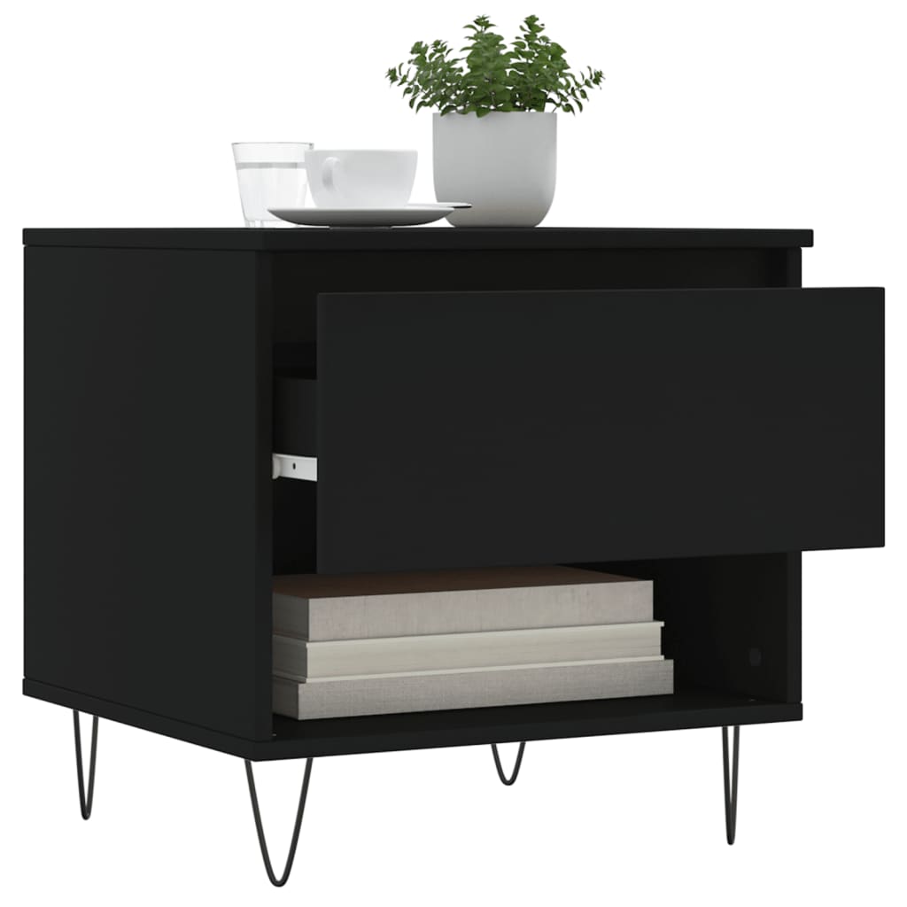 Tables basses 2 pcs noir 50x46x50 cm bois d’ingénierie - Tables basses