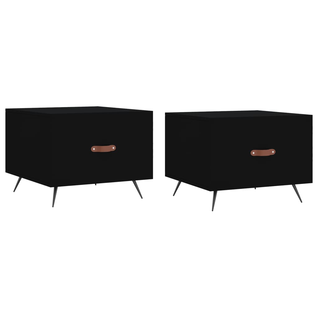Tables basses 2 pcs noir 50x50x40 cm bois d’ingénierie - Tables basses