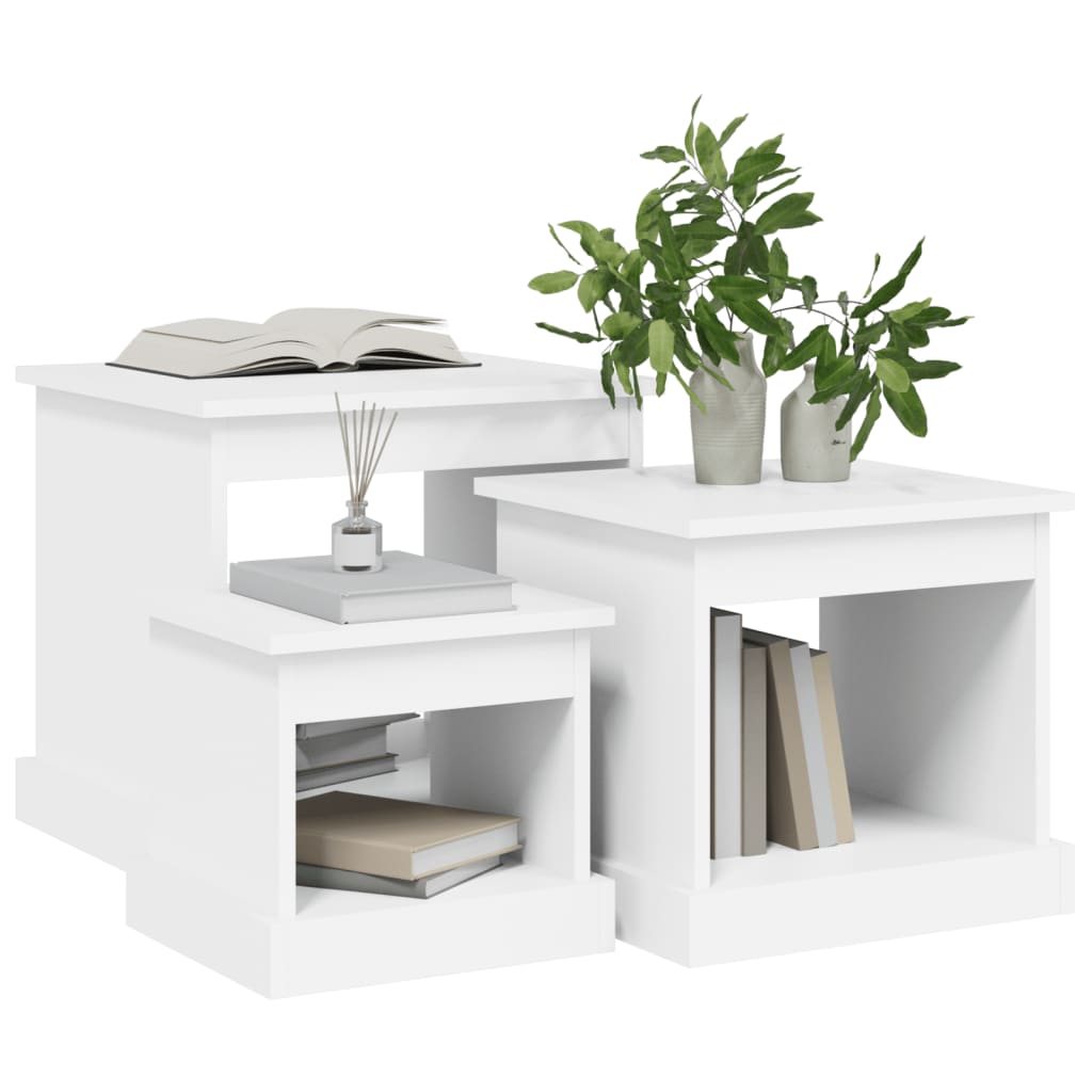 Tables basses 3 pcs blanc bois d’ingénierie - Tables basses