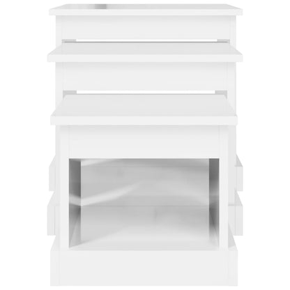 Tables basses 3 pcs blanc brillant bois d’ingénierie - Tables basses