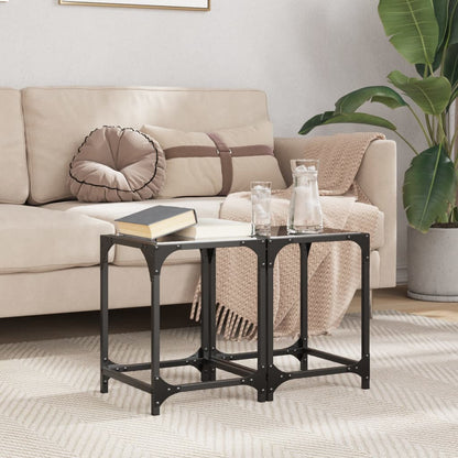 Tables basses avec dessus en verre noir 2 pcs 30x30x40 cm acier - Tables basses