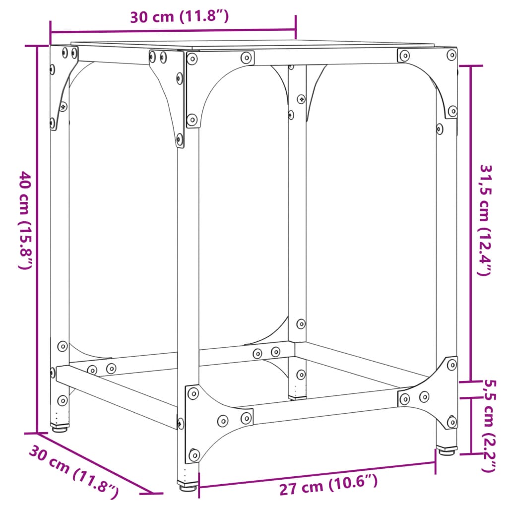 Tables basses avec dessus en verre noir 2 pcs 30x30x40 cm acier - Tables basses