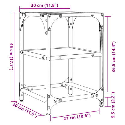 Tables basses avec dessus en verre noir 2 pcs 30x30x45 cm acier - Tables basses