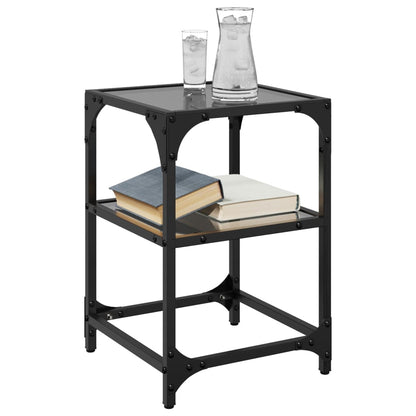 Tables basses avec dessus en verre noir 2 pcs 30x30x45 cm acier - Tables basses