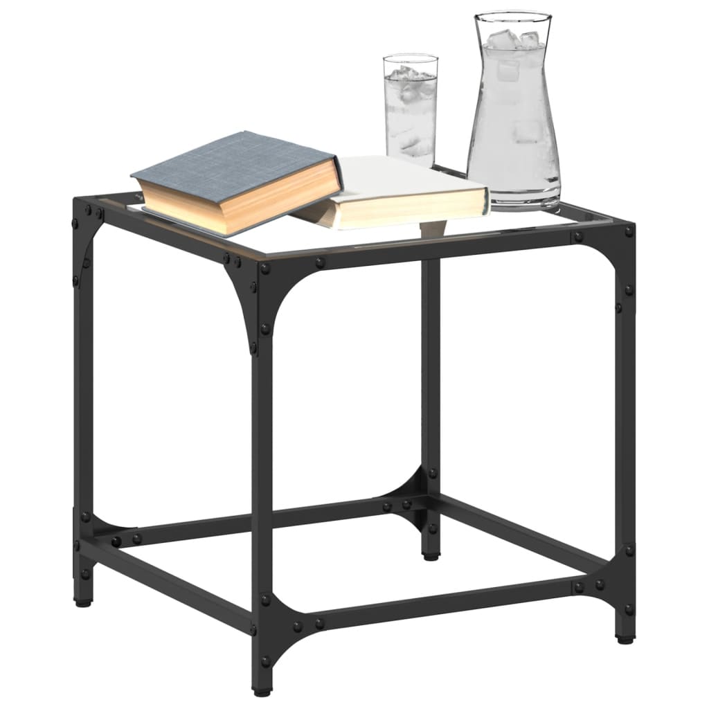 Tables basses avec dessus en verre transparent 2 pcs acier - Tables basses