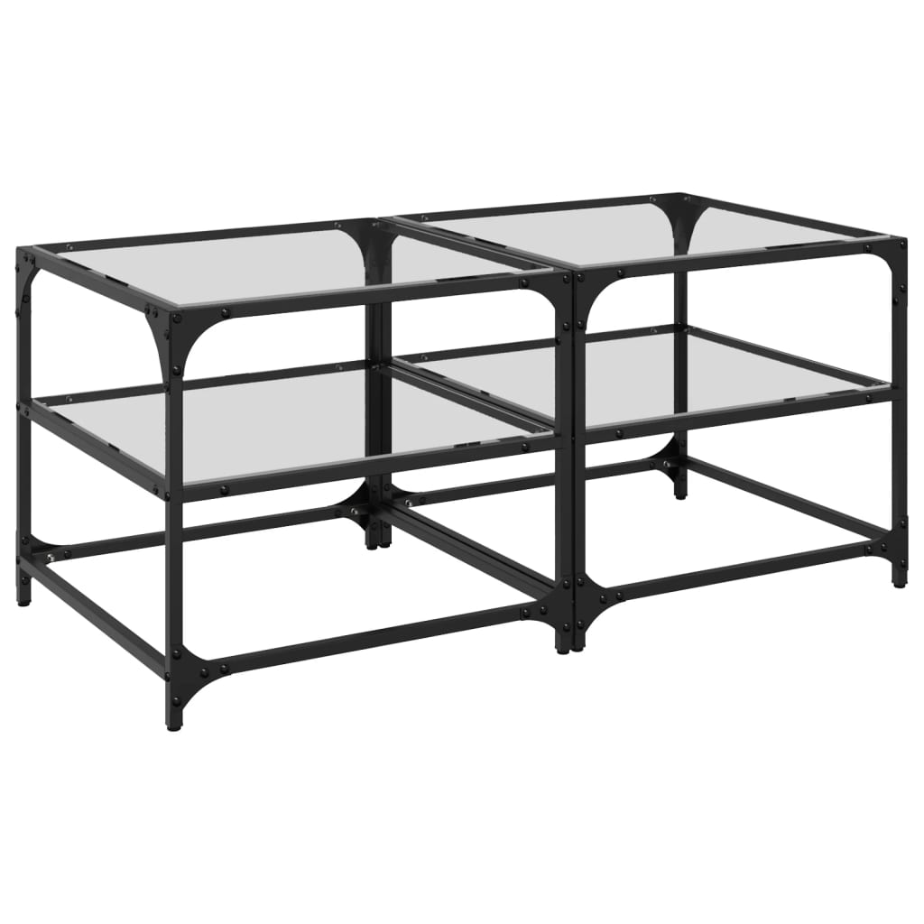 Tables basses avec dessus en verre transparent 2 pcs acier - Tables basses