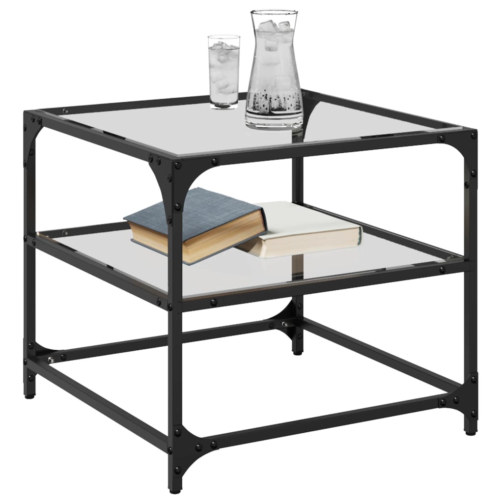 Tables basses avec dessus en verre transparent 2 pcs acier - Tables basses