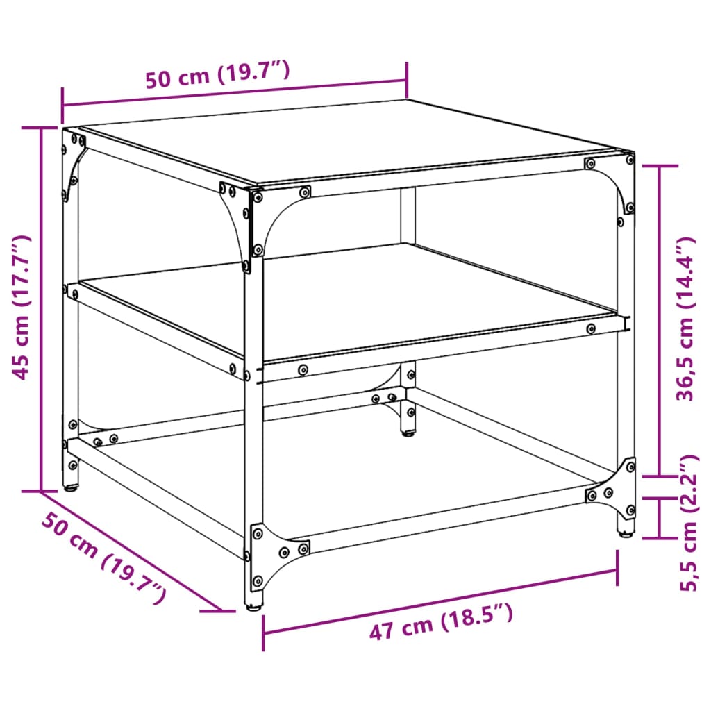 Tables basses avec dessus en verre transparent 2 pcs acier - Tables basses