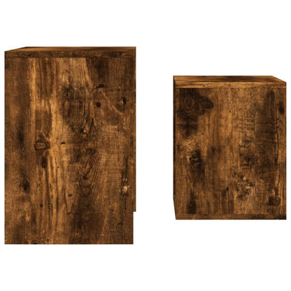 Tables basses gigognes 2 pcs chêne fumé bois d’ingénierie - Tables basses
