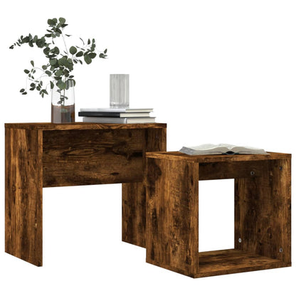 Tables basses gigognes 2 pcs chêne fumé bois d’ingénierie - Tables basses