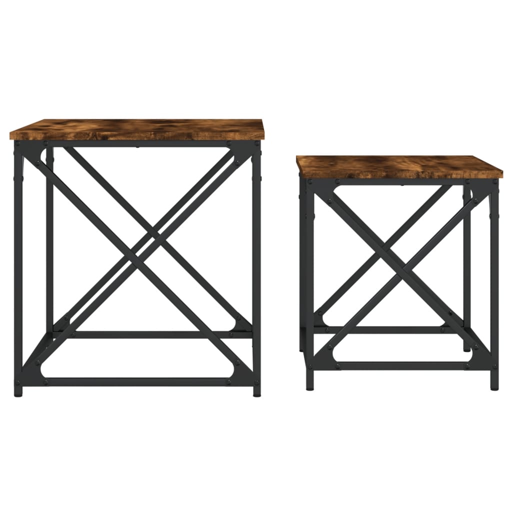 Tables basses gigognes 2 pcs chêne fumé bois d’ingénierie - Tables basses