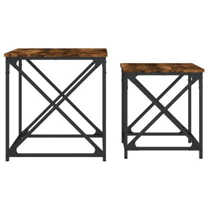 Tables basses gigognes 2 pcs chêne fumé bois d’ingénierie - Tables basses