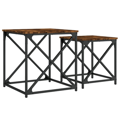Tables basses gigognes 2 pcs chêne fumé bois d’ingénierie - Tables basses