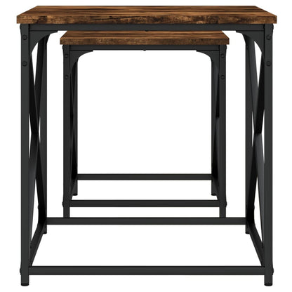 Tables basses gigognes 2 pcs chêne fumé bois d’ingénierie - Tables basses