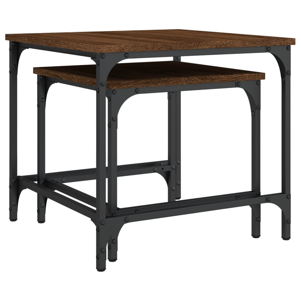 Tables basses gigognes 2 pcs chêne marron bois d’ingénierie - Tables basses