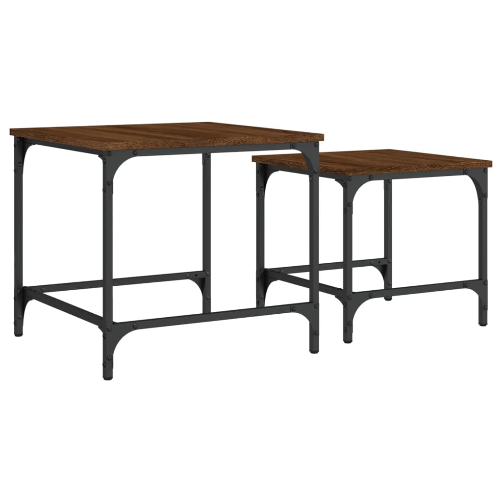Tables basses gigognes 2 pcs chêne marron bois d’ingénierie - Tables basses