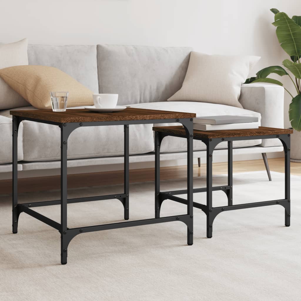 Tables basses gigognes 2 pcs chêne marron bois d’ingénierie - Tables basses