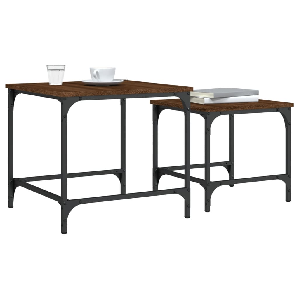 Tables basses gigognes 2 pcs chêne marron bois d’ingénierie - Tables basses