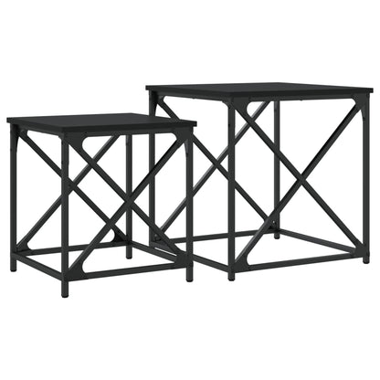 Tables basses gigognes 2 pcs noir bois d’ingénierie - Tables basses