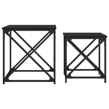 Tables basses gigognes 2 pcs noir bois d’ingénierie - Tables basses
