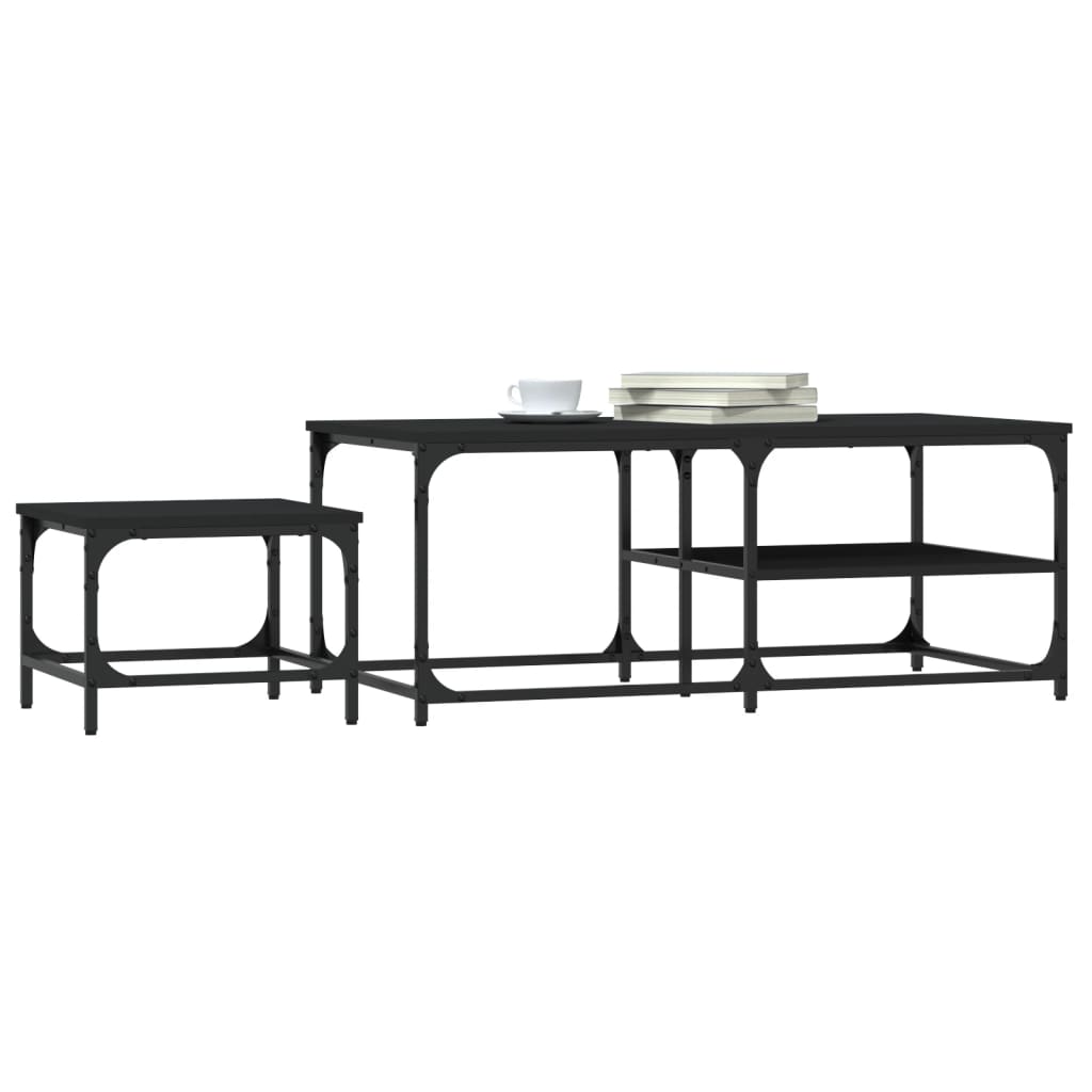 Tables basses gigognes 2 pcs noir bois d’ingénierie - Tables basses