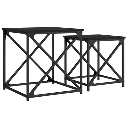 Tables basses gigognes 2 pcs noir bois d’ingénierie - Tables basses