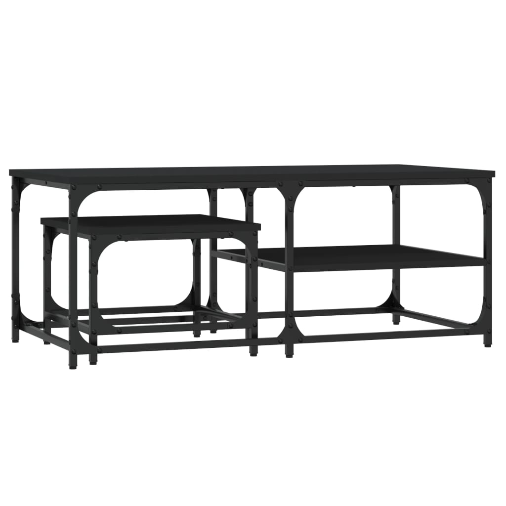 Tables basses gigognes 2 pcs noir bois d’ingénierie - Tables basses