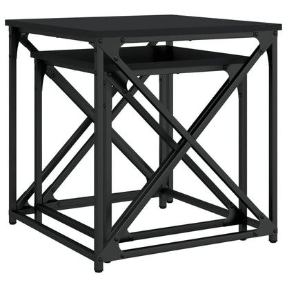 Tables basses gigognes 2 pcs noir bois d’ingénierie - Tables basses
