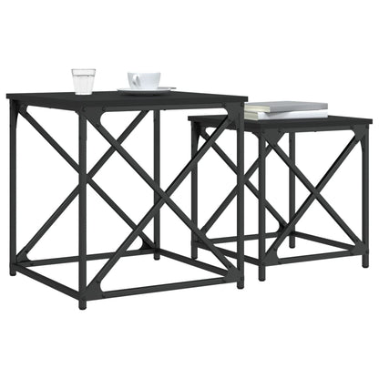 Tables basses gigognes 2 pcs noir bois d’ingénierie - Tables basses