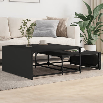 Tables basses gigognes 2 pcs noir bois d’ingénierie et métal - Tables basses