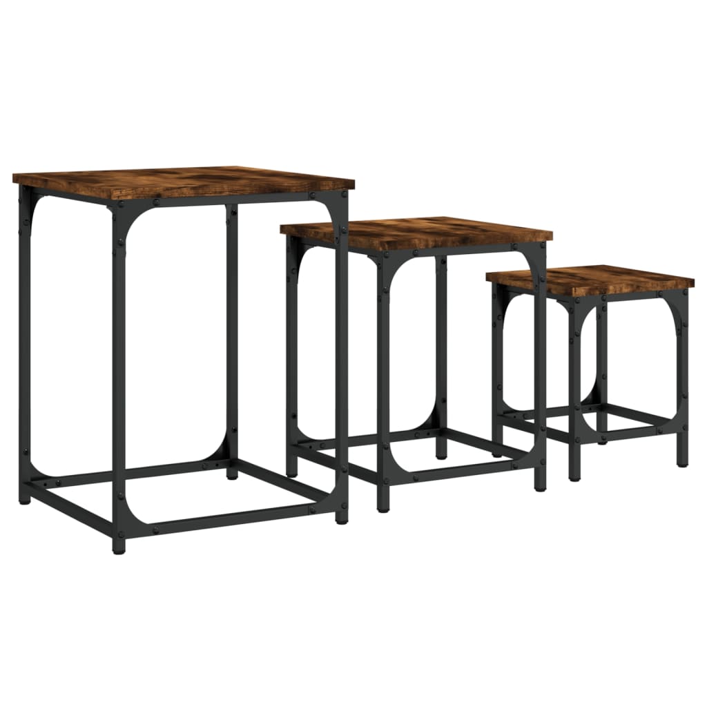 Tables basses gigognes 3 pcs chêne fumé bois d’ingénierie - Tables basses
