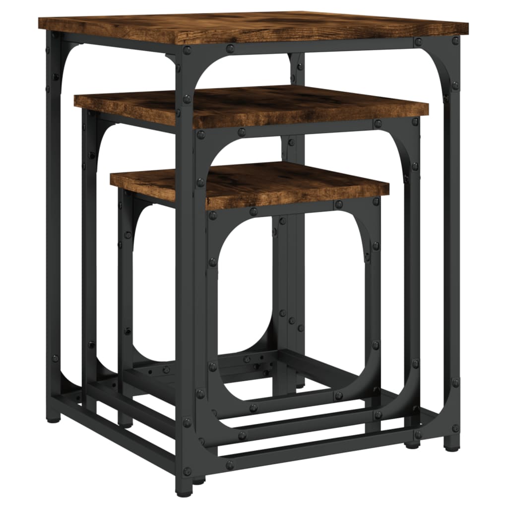 Tables basses gigognes 3 pcs chêne fumé bois d’ingénierie - Tables basses