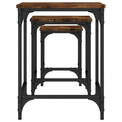 Tables basses gigognes 3 pcs chêne fumé bois d’ingénierie - Tables basses