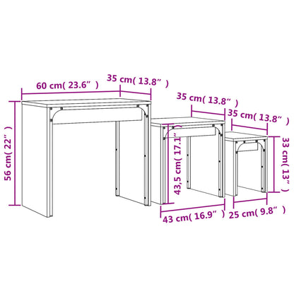 Tables basses gigognes 3 pcs chêne fumé bois d’ingénierie - Tables basses