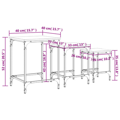 Tables basses gigognes 3 pcs chêne fumé bois d’ingénierie - Tables basses