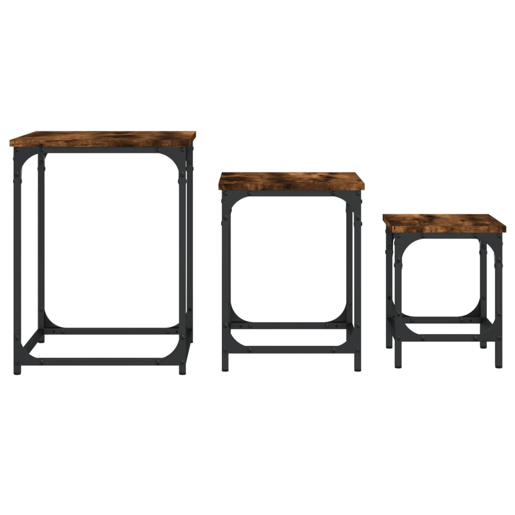 Tables basses gigognes 3 pcs chêne fumé bois d’ingénierie - Tables basses